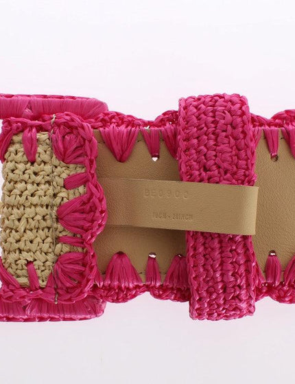 Dolce & Gabbana Pink Raffia Woven Wide Belt - Ellie Belle