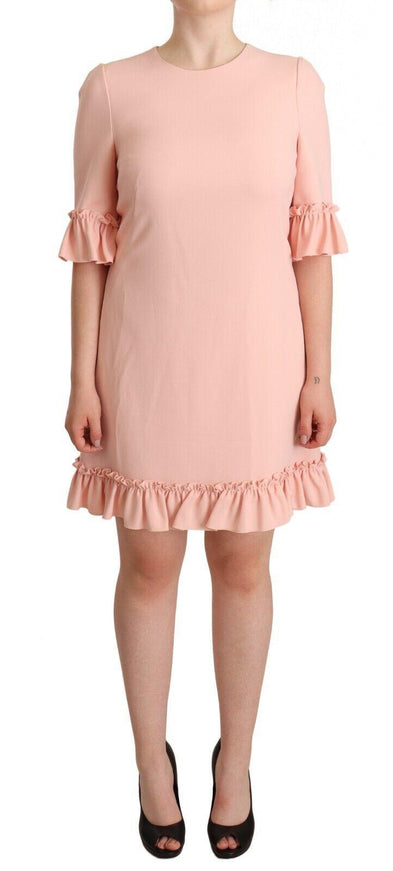 Dolce & Gabbana Pink Ruffled Sleeves Viscose Sheath Dress - Ellie Belle