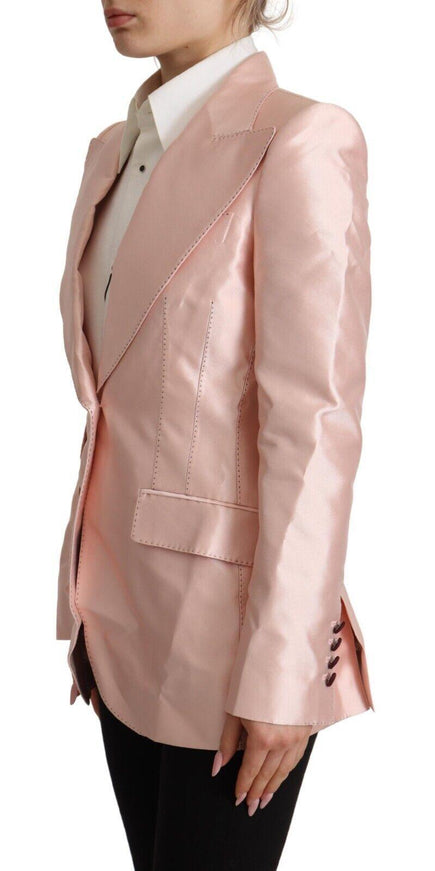 Dolce & Gabbana Pink Satin Long Sleeves Blazer Coat Jacket - Ellie Belle