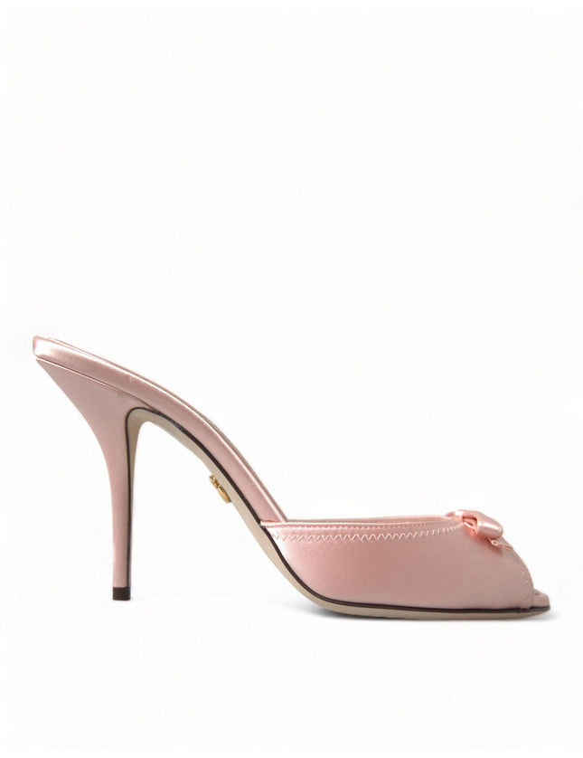 Dolce & Gabbana Pink Satin Slip On Heels Sandals Shoes - Ellie Belle