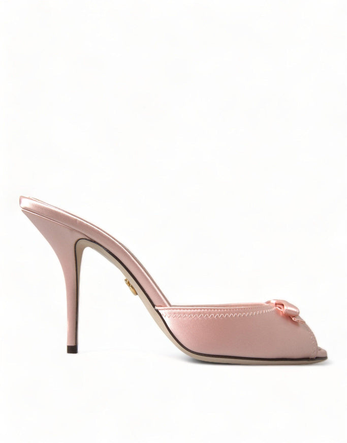 Dolce & Gabbana Pink Satin Slip On Heels Sandals Shoes - Ellie Belle