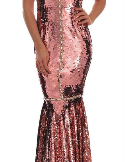 Dolce & Gabbana Pink Sequined Sheath Crystal Dress Gown - Ellie Belle