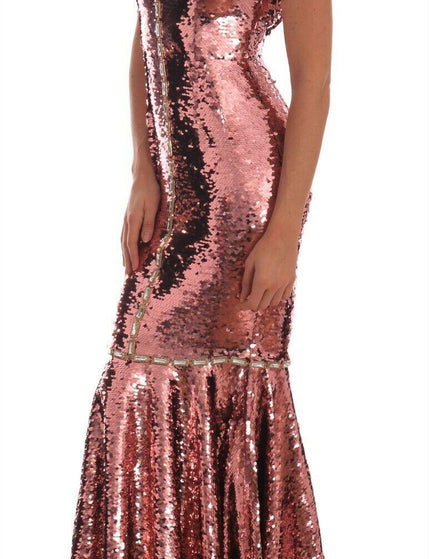 Dolce & Gabbana Pink Sequined Sheath Crystal Dress Gown - Ellie Belle