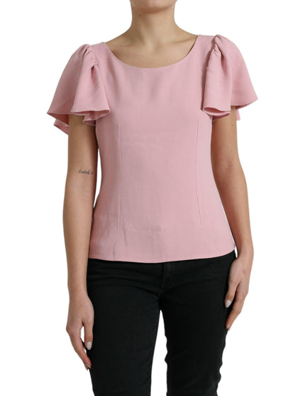 Dolce & Gabbana Pink Short Sleeves Round Neck Blouse Top - Ellie Belle