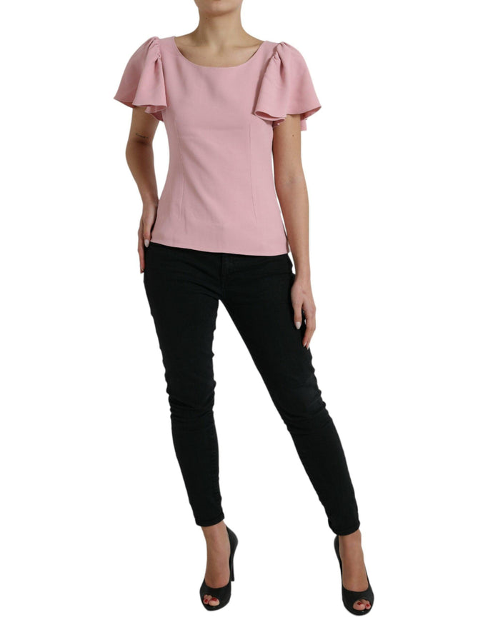 Dolce & Gabbana Pink Short Sleeves Round Neck Blouse Top - Ellie Belle