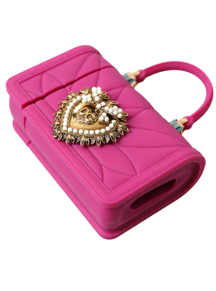 Dolce & Gabbana Pink Silicone Devotion Heart Bag Gold Chain Airpods Case - Ellie Belle
