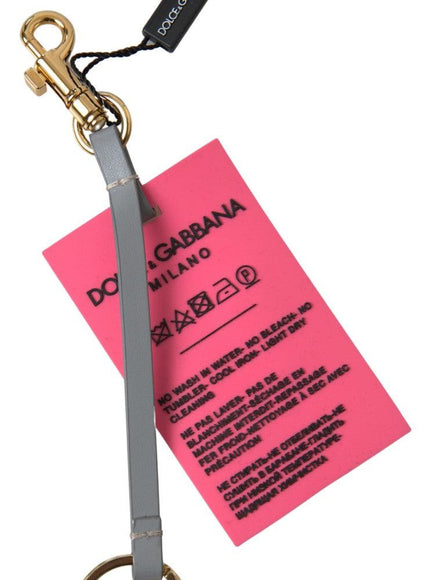 Dolce & Gabbana Pink Silicone DG Logo Gold Brass Keyring Women Keychain - Ellie Belle
