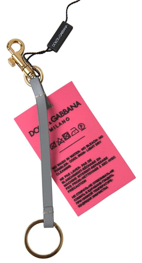 Dolce & Gabbana Pink Silicone DG Logo Gold Brass Keyring Women Keychain - Ellie Belle