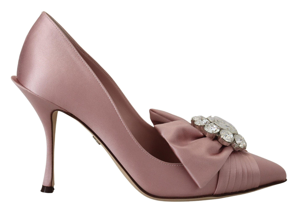 Dolce & Gabbana Pink Silk Clear Crystal Pumps Classic Shoes - Ellie Belle