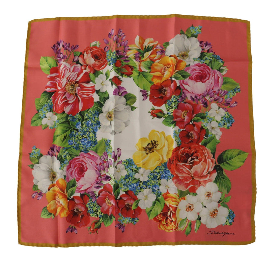 Dolce & Gabbana Pink Silk Floral Print Foulard Wrap Scarf - Ellie Belle