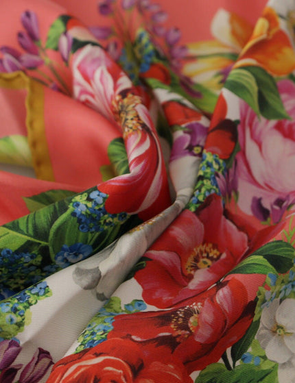 Dolce & Gabbana Pink Silk Floral Print Foulard Wrap Scarf - Ellie Belle