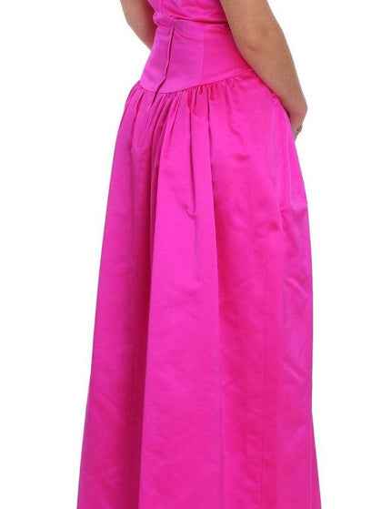Dolce & Gabbana Pink Silk Long Sheath Ball Gown Dress - Ellie Belle