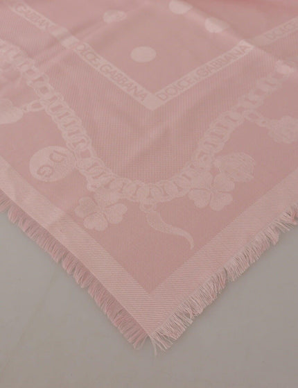 Dolce & Gabbana Pink Silk Neck Wrap Shawl Logo Scarf - Ellie Belle