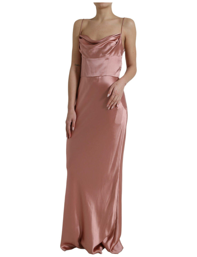 Dolce & Gabbana Pink Silk Spaghetti Straps Long Gown Dress - Ellie Belle