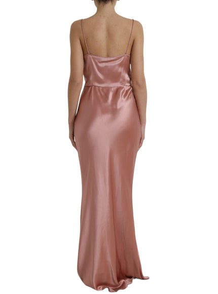 Dolce & Gabbana Pink Silk Spaghetti Straps Long Gown Dress - Ellie Belle