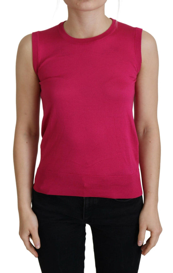 Dolce & Gabbana Pink Silk Vest Pullover Crewneck Tank Top - Ellie Belle