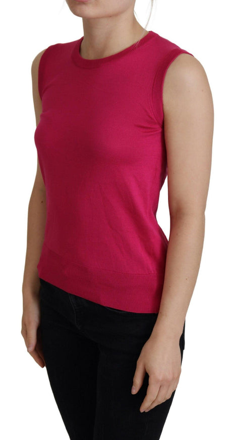 Dolce & Gabbana Pink Silk Vest Pullover Crewneck Tank Top - Ellie Belle