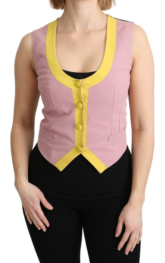 Dolce & Gabbana Pink Sleeveless Waistcoat Vest Cotton Top