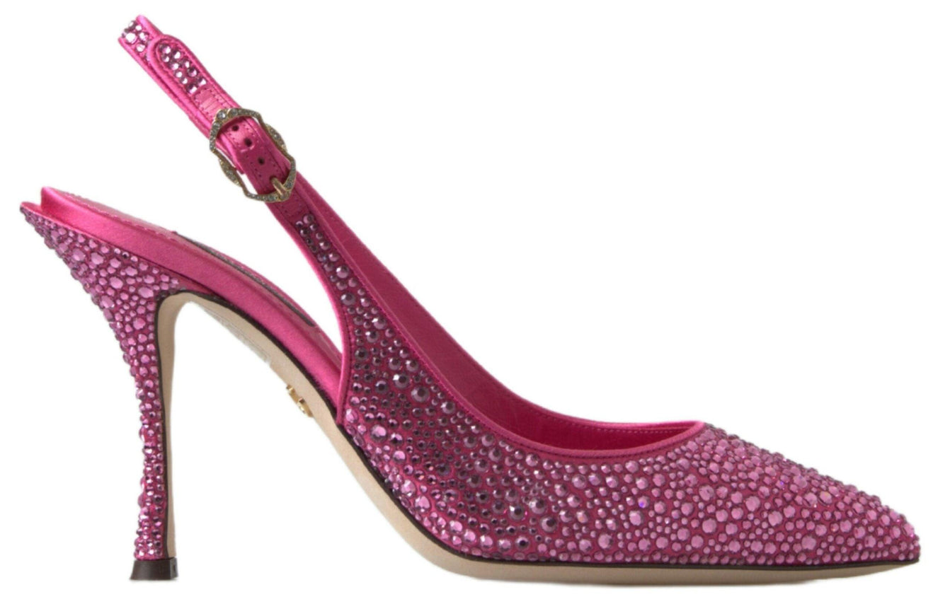 Dolce & Gabbana Pink Slingbacks Crystal Pumps Shoes - Ellie Belle