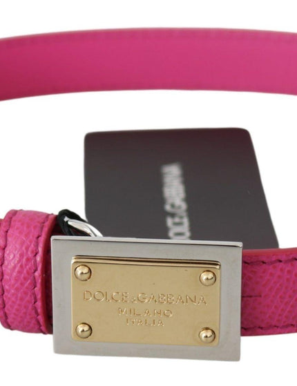 Dolce & Gabbana Pink Solid Leather Gold Logo Buckle Belt - Ellie Belle