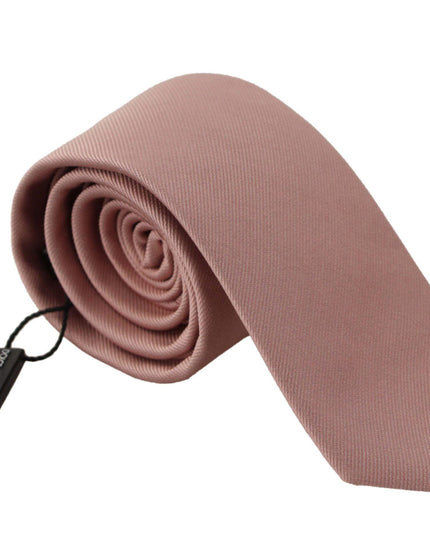 Dolce & Gabbana Pink Solid Print Silk Adjustable Necktie Tie - Ellie Belle