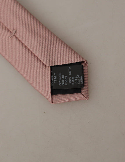 Dolce & Gabbana Pink Solid Print Silk Adjustable Necktie Tie - Ellie Belle