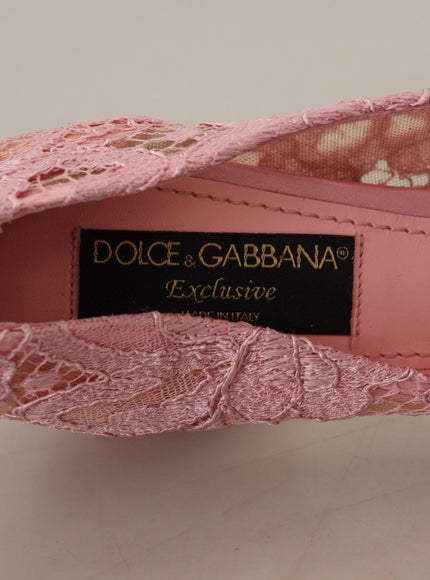 Dolce & Gabbana Pink Taormina Lace Crystal Pumps Pastel Shoes