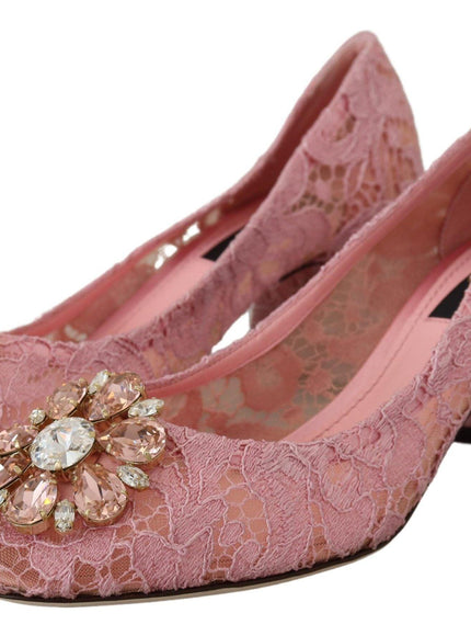 Dolce & Gabbana Pink Taormina Lace Crystal Pumps Pastel Shoes