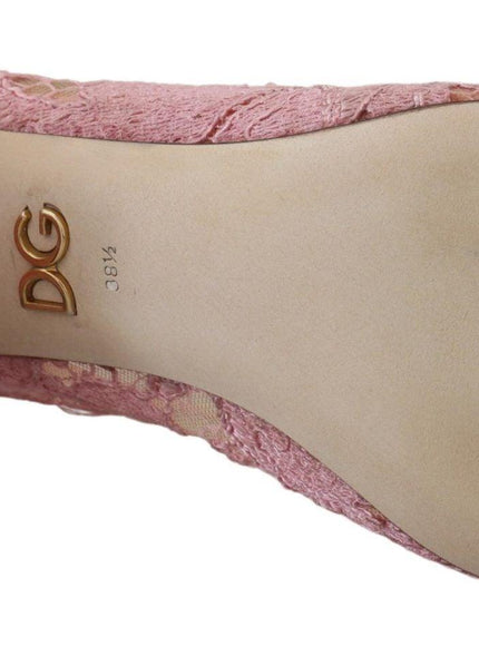Dolce & Gabbana Pink Taormina Lace Crystal Pumps Pastel Shoes
