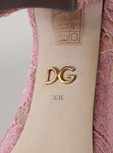 Dolce & Gabbana Pink Taormina Lace Crystal Pumps Pastel Shoes