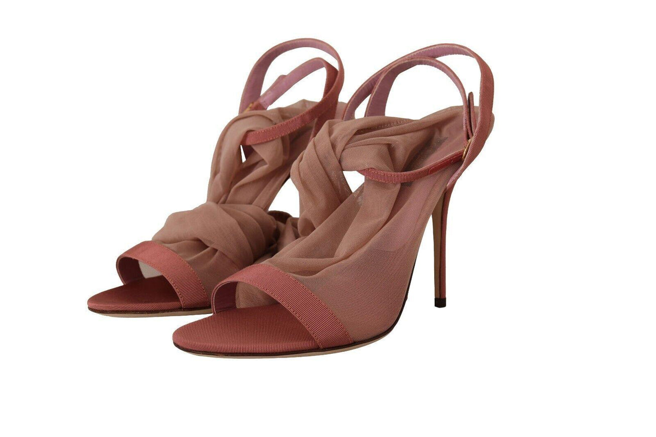 Dolce & Gabbana Pink Tulle Stretch Ankle Strap Sandals Shoes - Ellie Belle