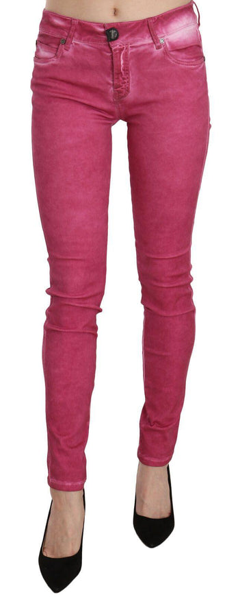 Dolce & Gabbana Pink Velvet Mid Waist Skinny Trouser Pants - Ellie Belle