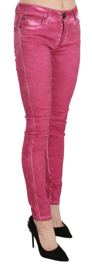 Dolce & Gabbana Pink Velvet Mid Waist Skinny Trouser Pants - Ellie Belle