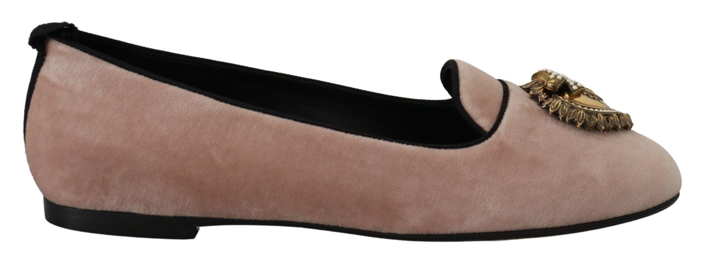 Dolce & Gabbana Pink Velvet Slip Ons Loafers Flats Shoes - Ellie Belle