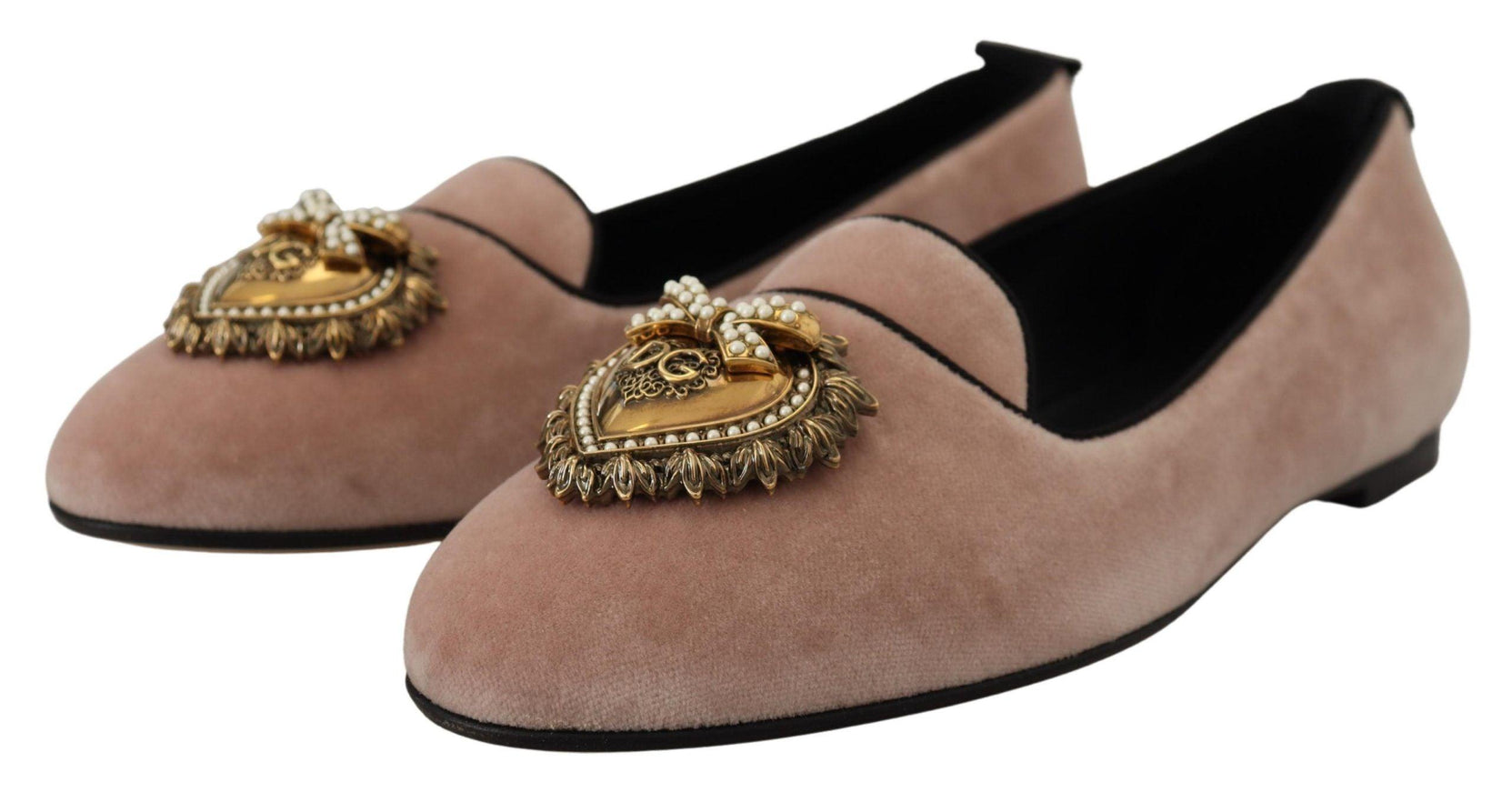 Dolce & Gabbana Pink Velvet Slip Ons Loafers Flats Shoes - Ellie Belle