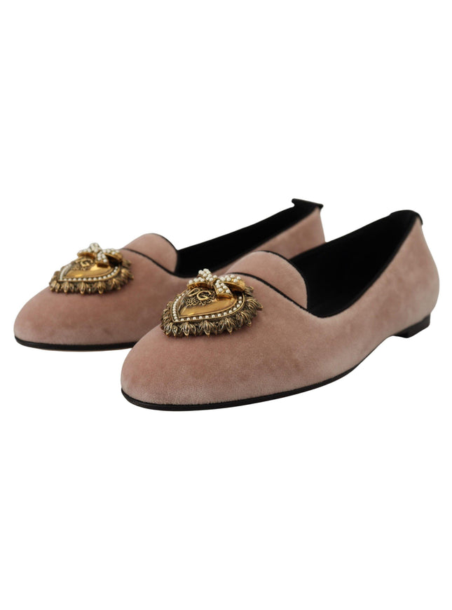 Dolce & Gabbana Pink Velvet Slip Ons Loafers Flats Shoes - Ellie Belle