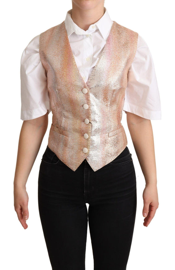 Dolce & Gabbana Pink Waistcoat Stripe Waistcoat Vest Top - Ellie Belle