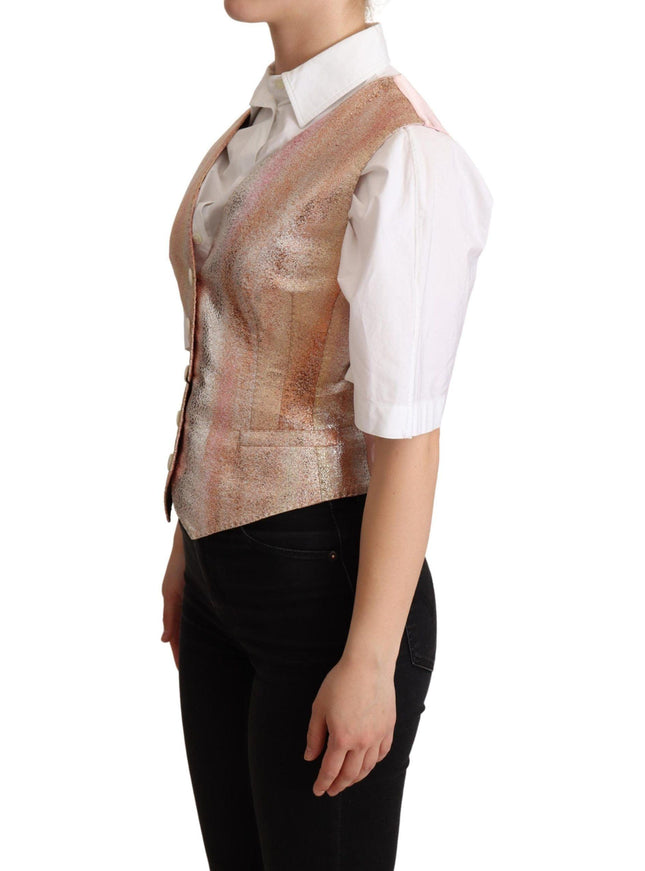 Dolce & Gabbana Pink Waistcoat Stripe Waistcoat Vest Top - Ellie Belle