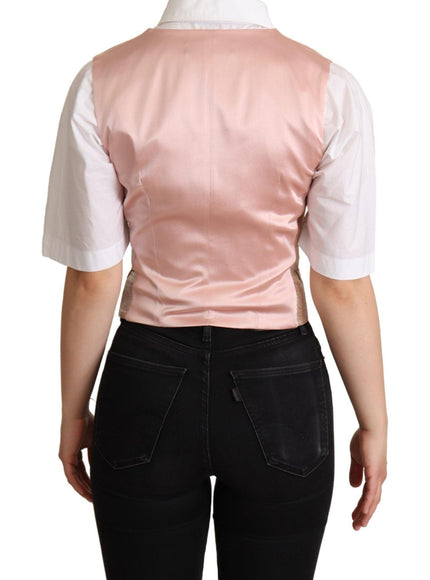Dolce & Gabbana Pink Waistcoat Stripe Waistcoat Vest Top - Ellie Belle