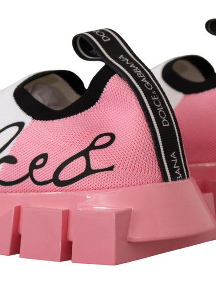 Dolce & Gabbana Pink White Logo Womens Sorrento Sneakers - Ellie Belle