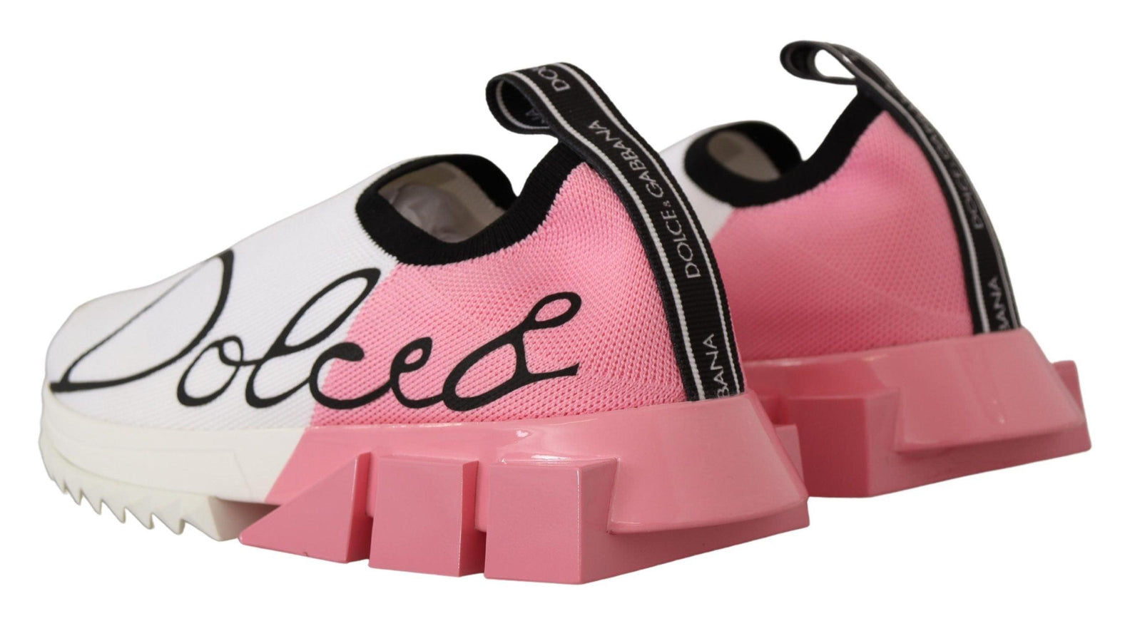 Dolce & Gabbana Pink White Logo Womens Sorrento Sneakers - Ellie Belle