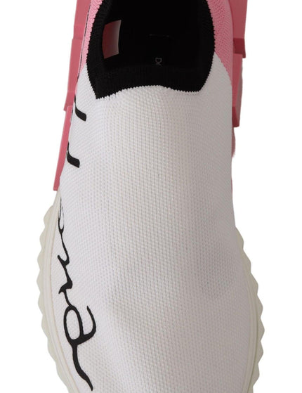 Dolce & Gabbana Pink White Logo Womens Sorrento Sneakers - Ellie Belle