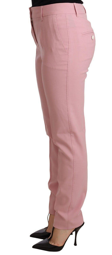 Dolce & Gabbana Pink Women Trouser Virgin Wool Stretch Pants - Ellie Belle