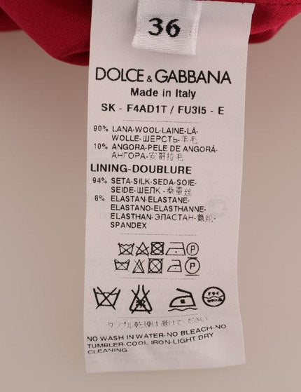 Dolce & Gabbana Pink Wool Knee Long A-Line Skirt - Ellie Belle