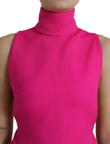 Dolce & Gabbana Pink Wool Knit Turtle Neck Backless Tank Top - Ellie Belle