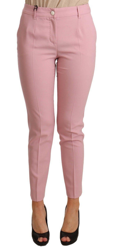 Dolce & Gabbana Pink Wool Stretch High Waist Trouser Pants - Ellie Belle