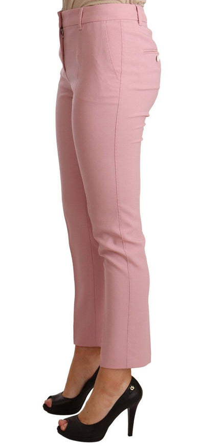 Dolce & Gabbana Pink Wool Stretch High Waist Trouser Pants - Ellie Belle