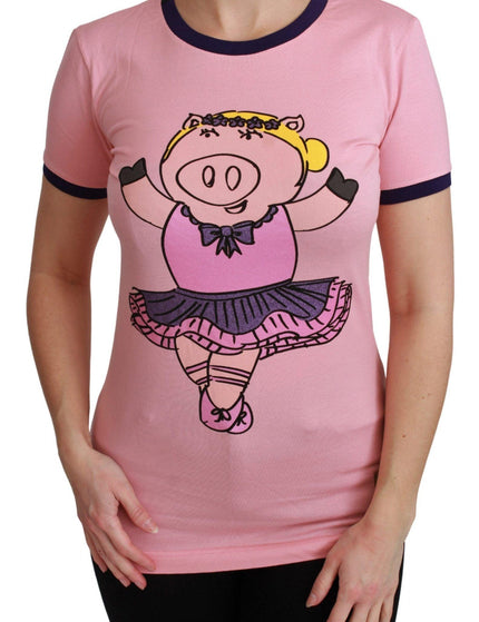 Dolce & Gabbana Pink YEAR OF THE PIG Top Cotton T-shirt - Ellie Belle