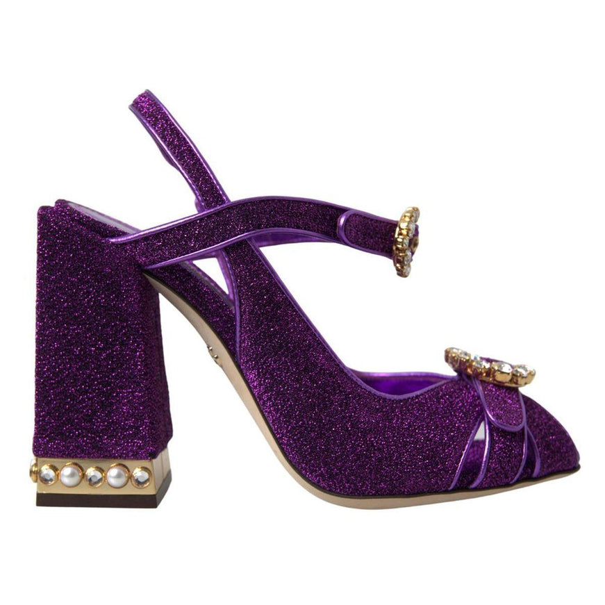 Dolce & Gabbana Purple Ankle Strap Sandals Crystal Shoes - Ellie Belle