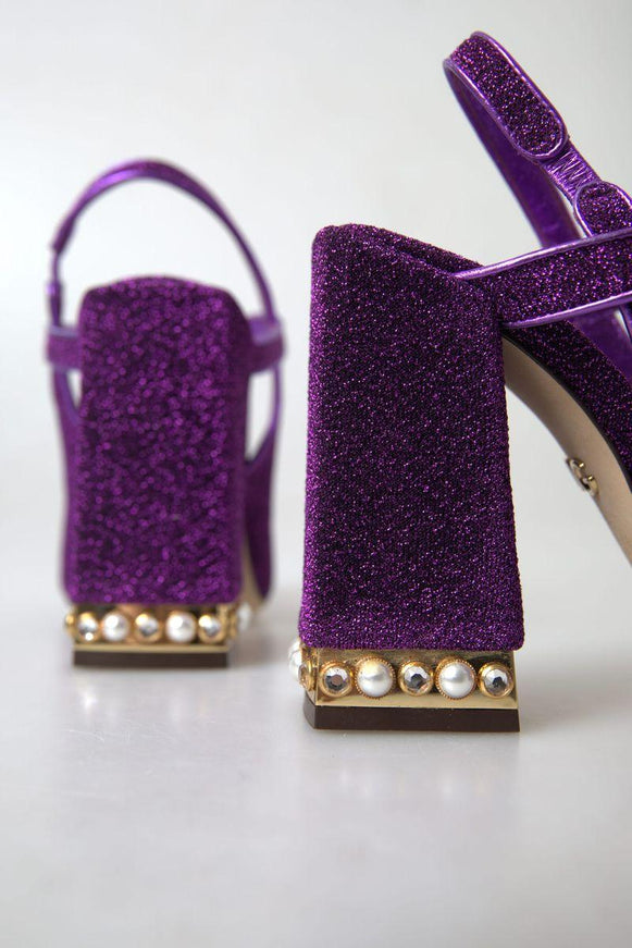 Dolce & Gabbana Purple Ankle Strap Sandals Crystal Shoes - Ellie Belle